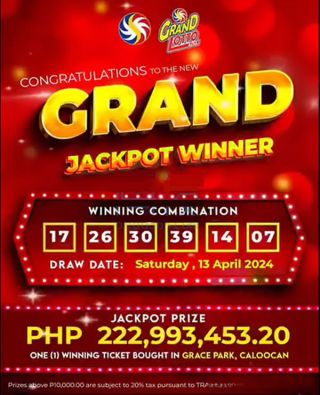 Philippines wins P220 million lotto jackpot